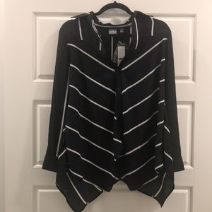 Soho New York & Company NY&C Flowy Button Up Blouse, Size XS, Black White Stripe